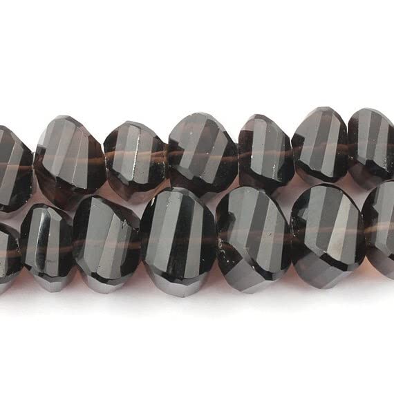 Smoky quartz briolettes facettées de 9mm à 15mm pour la fabrication de bijoux artisanaux de perles