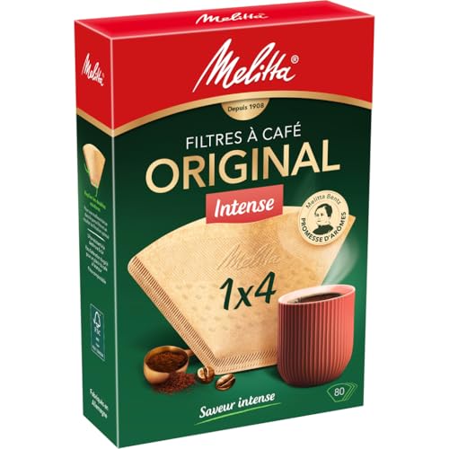 Melitta Gourmet Intense Coffee Filters 80 per Box Size 1x4 for Filter Coffee Machines Natural Brown