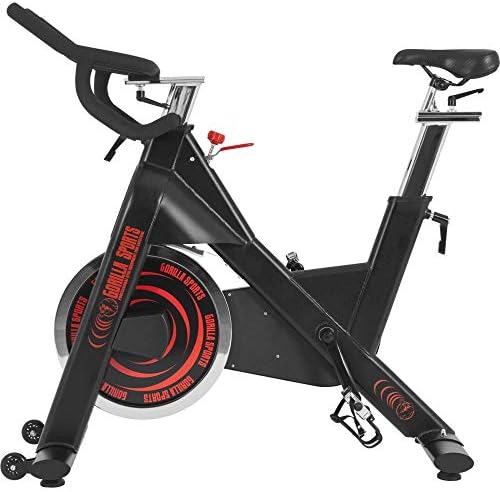 GORILLA SPORTS® Exercise Bike - Adjustable Resistance Levels, 18 kg Flywheel, Max. Load 150kg, 129 x 51 x 123.5 cm, Silent - Speed Bike, Fitness Bike Trainer, Stationary Bike, Indoor Cycling