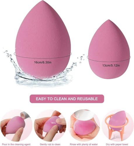 Image of Makeup Sponge and Triangle Powder Puff Combo Set - Beauty Blender for Liquid Foundation & Concealer with Soft Velvet Face Puffs for Loose Powder Baking & Setting Makeup Kit 8 Pcs