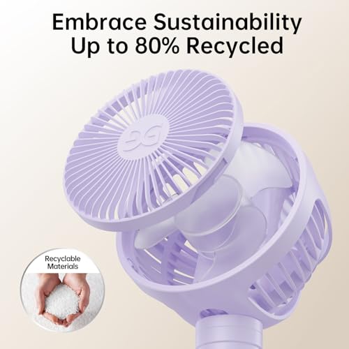Image of Mini Stroller Fan Clip-on for Baby, Small Portable Fan Rechargeable and Handheld, USB Cooling Fan with 3 Adjustable Speeds and Flexible Tripod for Travel, Car Seat, Camping, and Bedroom, Purple