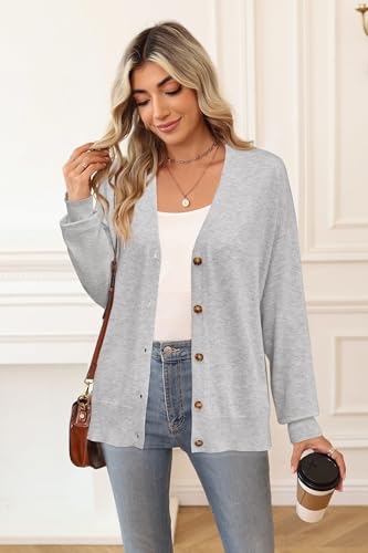 Image of Arach&Cloz Women's Wool Blend Oversized Lightweight Spring Business Casual Cardigan Sweaters