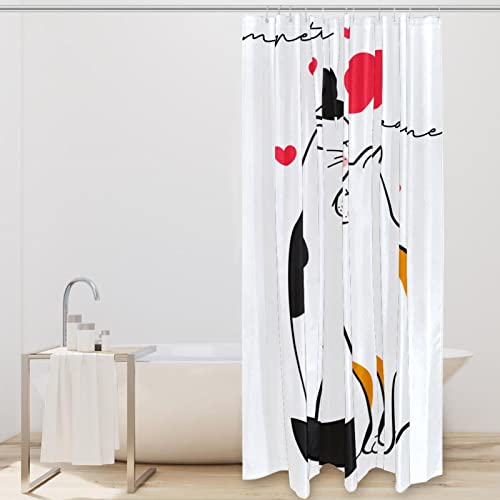 Rideau de douche chats mignons Saint-Valentin imperméable 168x183cm