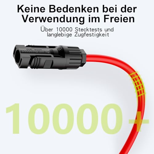 Tool-Free Solarkabel 4mm²/6mm²,Solarkabel Verlängerung 1/2/3/5/10M,PV Kabel(4mm2, 10m)