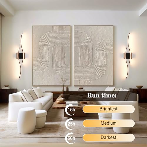 Image of KARTOOSH Wireless Wall Sconces Set of 2, Dimmable LED Sconce with Remote | Battery Operated Wall Sconce with 3 CCT Night-Light Timer Memory Modern Wall Sconces for Living Room, Hallway, Bedroom