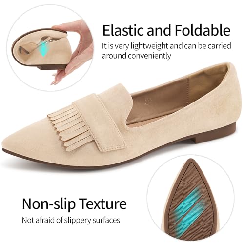 Image of Reimferce Women Flats Dressy Shoes : Comfortable Casual Work Flats for Women - Ladies Slip On Walking Shoes for Wedding