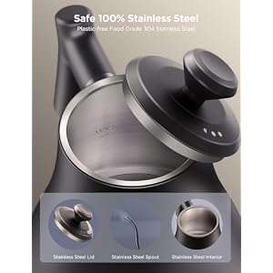 Govee Smart Electric Kettle WiFi Variable Temperature Gooseneck Pour Over Kettle and Tea Kettle Alexa Control 1200W Quick Heating 100 Stainless Steel 08L Matte Black