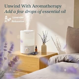 LEVOIT Humidifiers for Bedroom Large Room, 3L Cool Mist Top Fill Oil Diffuser for Baby Nursery and Plants, 360 Degree Nozzle, Quiet Rapid Ultrasonic Humidification for Home Whole House, White