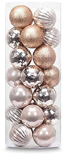 AUXO-FUN 28ct Shatterproof Christmas Ball Ornaments in 4 Classic Finishes for Christmas Tree Decoration (Champagne, 2.36“ Regular Size)