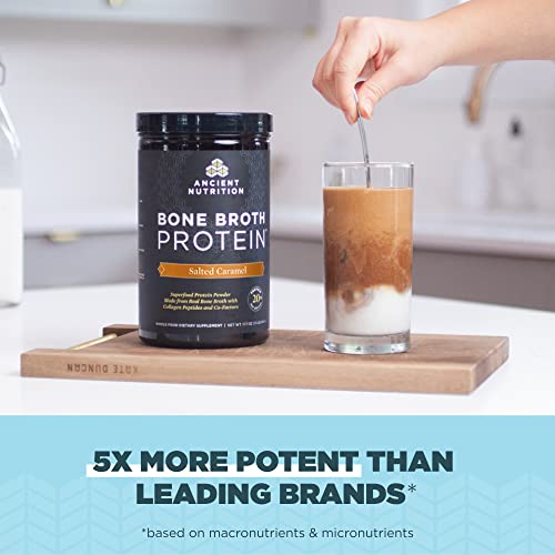 Ancient Nutrition Bone Broth Protein Powder, Salted Caramel, 19G Protein Per Serving, Beef, Supports Healthy Skin, Gut Health, Joint Supplement, Gluten Free, Paleo And Keto Friendly, 20 Servings #TOP3