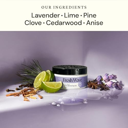 fresh wave lavender odor removing gel 7 oz pack of 3 - safer odor absorbers for home natural plant-based odor eliminator every 7 oz lasts 15-30 days for cooking trash amp pets