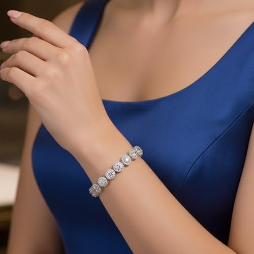 Gemsme Tennis Bracelet for Women 1 Row 18K White Gold Plated 5mm Round Cubic Zirconia Bracelets by Gemsme - Used condition - Image 5