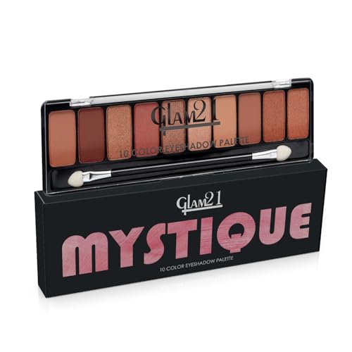 Glam21 Mystique 10 Color Eyeshadow Palette |Long-Lasting | Smudge Free | Long Wearing And Easily Blendable Eye Makeup Palette Matte, Shimmery And Metallic Finish