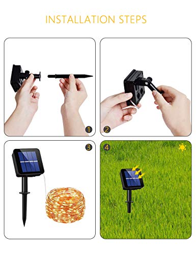 Dream Master Cordão de luzes alimentadas por energia solar, 10 metros 100 LED para ambientes externo