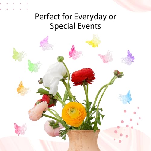 JASVERLIN Grampos de cabelo mini borboleta com glitter, acessórios de cabelo Y2K coloridos brilhante