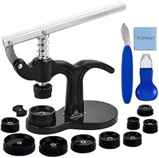 Watch Press Tool, TOPWAY Watch Press Set is Suitable for Watches(18-50mm). Watch case Press (with 12 Dies) for Closing Watch Back Cover and Watch Opener Knives for Watch Battery Replacement Tool Kit