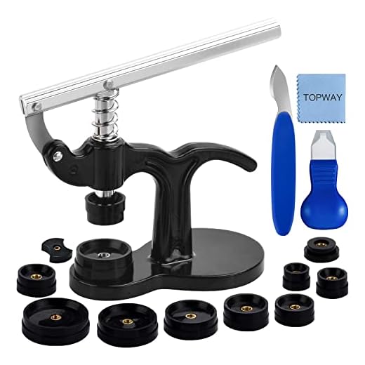 Watch Press Tool, TOPWAY Watch Back Press is Suitable for Watches(18-50mm). Watch Case Press (with 12 dies) for Closing Watch Back Cover and Watch Opener Knives for Watch Battery Replacement Tool Kit