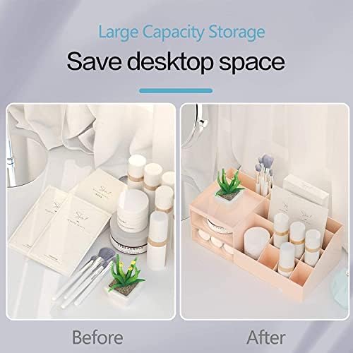 RUBRYKAZ Multifunction Cosmetic Storage Box, Makeup Organiser, Nail Polish Makeup Container Desktop, Sundries Storage Box, Mini Desk Storage for Office Supplies, Elegant Vanity Holder - PINK