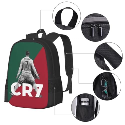 Ronaldo #7 Adult Simplicity Backpacks Bag Laptop Bag Bookbag Backpack 16.5 Inch For Daily, Black4