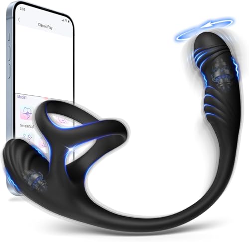 Plug Anal Prostate Stimulant Vibrant avec Anneau Pénien Sex Toýs Homme Vibromasseur Gode Anal Plug Homme pour Anus Stimulateur Prostate Vibrant Rotatif Sex Toys Anals Sextoy Sex Toýs Couple