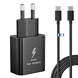 Schnellladekabel für Samsung Galaxy Ladekabel 25W USB C Ladegerät für Samsung Galaxy S24 S23 S22 S21 S20fe S10 S9 S8 A54 A53 5g A52 A51 A50 A34 A33 A13, Schnellladekabel 2m,Fast Charger Netzteil