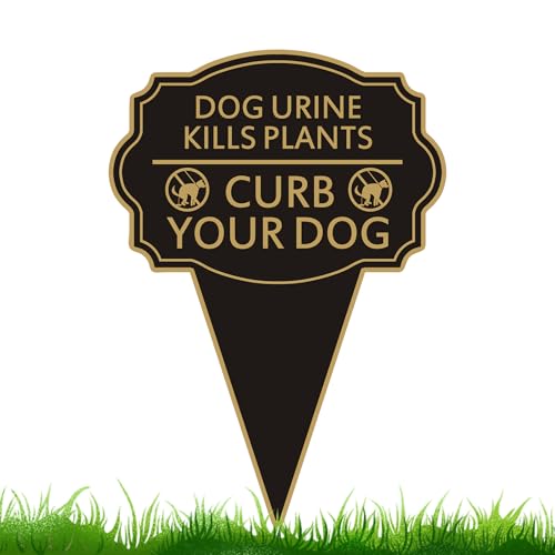 JMXINHANG Double Sided Yard Sign Dog Urine Kills Plants Curb Your Pet Lawn Marker 14x10 No Peeing & No Pooping Yard Stake with Integrated Mount for Outdoor Use (Dog Urine Kills Plants)