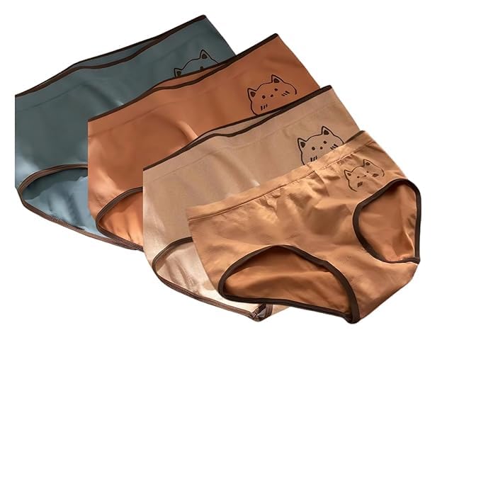 BMP TRADERSWomen's Cotton Blend Hipster Panty Pack of 3 | Soft Stretch Mid-Waist Full Coverage Briefs | Breathable Everyday Comfort Underwear | Cute Cat Print Multicolor Ladies Panties-image-46