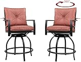 PatioFestival Swivel Bar Stools Patio Height Bistro Chairs Set of 2 PCS Outdoor Conversation Section