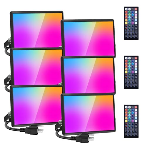 Olafus 30W RGB Flood Lights with Remote (6 Pack)