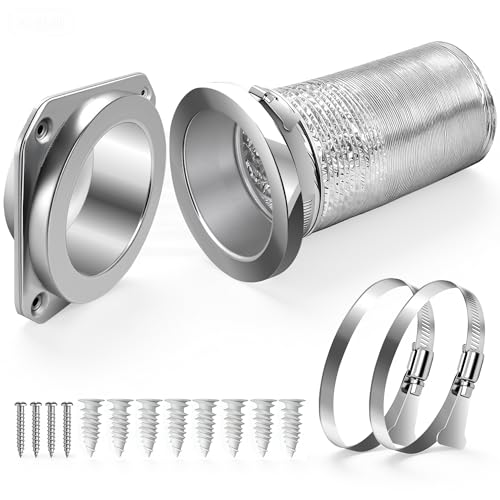 DVC-180 Magnetic Dryer Vent Connector Kit Tight-Seal Dryer Vent Coupling Quick Connect Includes 3.3ft 4 Flexible Aluminum Foil Duct & 2 Hand-Tighten Clamps Space-Saving Clothes Dryer Parts