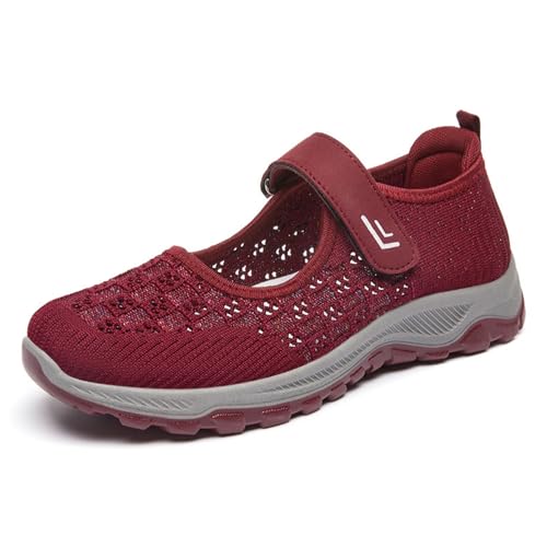 Genérico Zapatillas Pronador Mujer Zapatos Mujer Zapatos de Tela de Malla para Primavera y otoño para Mujer, Calzado Transpirable con para Caminar, Tejido Volador Zapatillas Comodas (Red, 39)
