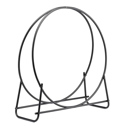 UniFlame W-1881 Black 40-Inch Diameter Tubular Firewood Log Hoop Rack