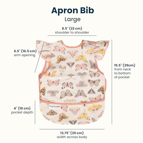Image of Tiny Twinkle Mess Proof Baby Bib for Girls | Waterproof Toddler Bib for Eating | Baby Apron for Feeding | Machine Washable | Perfect Shower Gift (Flutter, 2-4Y)