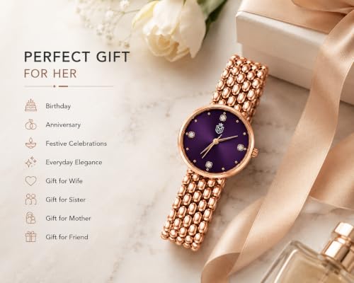 Image of MOOVER Analog Watch for Women & Girls | Luxury Bracelet Style Ladies Wrist Watch | Crystal Dial with Premium Stainless Steel Chain Strap | Fashion Watch for Daily Wear, Party & Gift