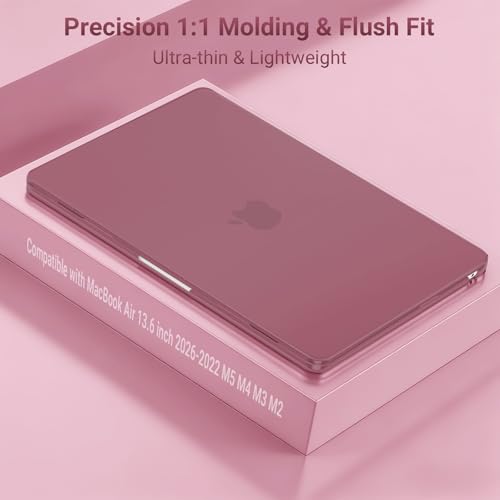 Image of MOSISO Compatible with MacBook Air 13 inch Case M5 2026 M4 2025 M3 M2 2024-2022 A3449 A3240 A3113 A2681, Hard Shell&Keyboard Cover&Screen Film&Type C for MacBook Air 13.6 inch Case, Dusty Rose