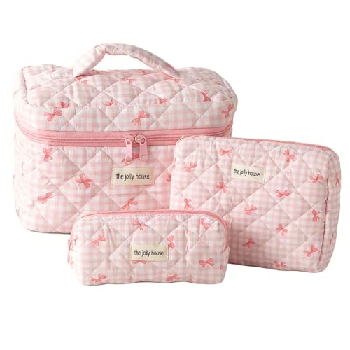 Design Raffinato: La superficie trousse trucchi colpisce per il suo delicato fiocco a scacchi rosa e il motivo floreale blu, che crea uno stile country morbido e romantico. Questo elegante accessorio di moda è il compagno perfetto per l'uso quotidiano e le uscite. Più di una semplice trousse da donna, questo design renderà il tuo set beauty case un look glamour e moderno.