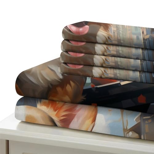 Housse de couette parure de lit enfant corgi 3D 3 pièces avec fermeture