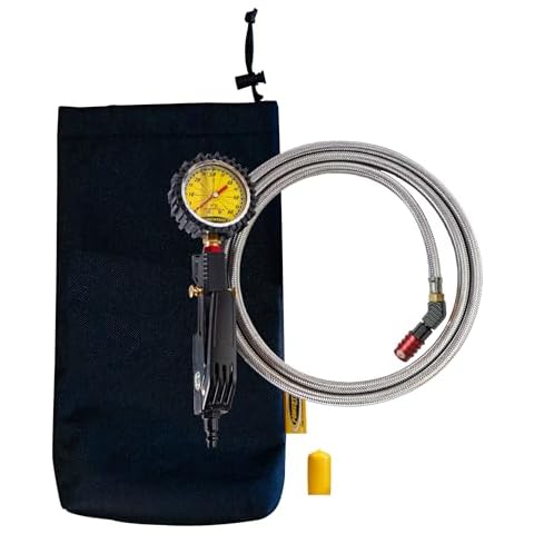 Power Tank HD Tire Inflator Gauge - 60 psi Liquid Analog - Push-to-Lock Chuck, 6 ft Hose, Ventoso Body Cover