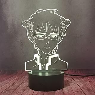 The Disastrous Life of Saiki K Anime Lamp 3D LED Saiki K Kusuo Illusion Night Light Home Bedroom Lava Desk Lamp 16 Color Change Table Lamp Birthday Xmas Gift Party Decor for Kid Baby (Touch Remote)