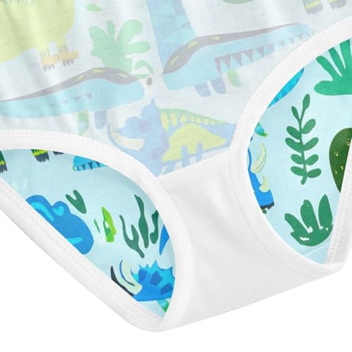 Kids Underwear, Cute Dino Blue Toddler Panties, Cotton Underwear for Girls, 2T–8 Years4