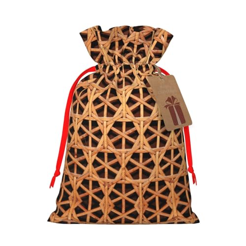 Bolsa de regalo de mimbre tejida de lino con cordón, bolsa de regalo para fiestas de Navidad, bolsas de almacenamiento reutilizables