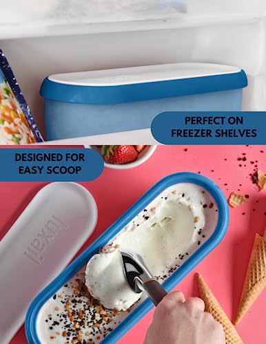 Ice Cream containers for homemade ice cream, Reusable Storage Freezer ice cream Container With Lids,2 Pack, BPA FREE, Non Slip Base, Stackable on Freezer Shelves. - Thumbnail 4