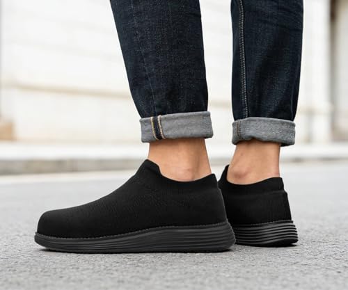 Image of LARNMERN Slip on Steel Toe Shoes for Men Women Composite Toe Shoes Slip on Sneakers Work Safety Shoes Comfortable Lightweight Construction Running Walking Tennis Shoes