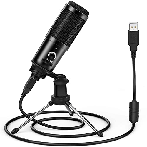 USB Microphone Condenser Microphnoe with Tripod Stand, USB Cable and Input Volume Control Knob, Cardioid Studio for Recording Streaming and YouTube Videos CompatibleWith PC & Laptop USB Microphone Condenser Microphnoe with Tripod Stand, USB Cable and Input Volume Control Knob, Cardioid Studio for Recording Streaming and YouTube Videos CompatibleWith PC & Laptop