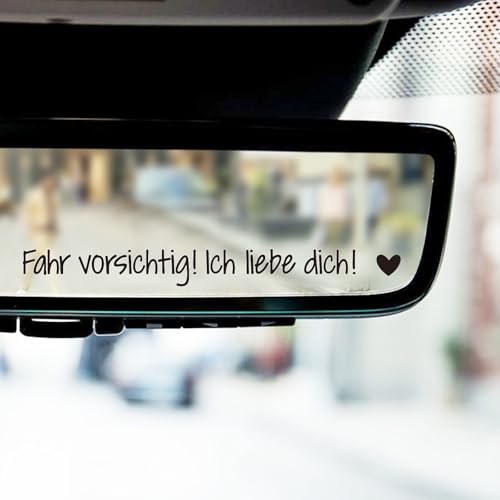 9 Stück Aufkleber Fahr vorsichtig ich liebe dich Auto Spiegel Sticker - Ich brauch dich hier bei mir - Pass auf dich auf Rückspiegel Geschenk für Fahrer Autospiegel Autofenster Deko