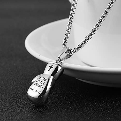 HZMAN Men Women Punk Stainless Steel Boxing Glove Chain Pendant Necklace4