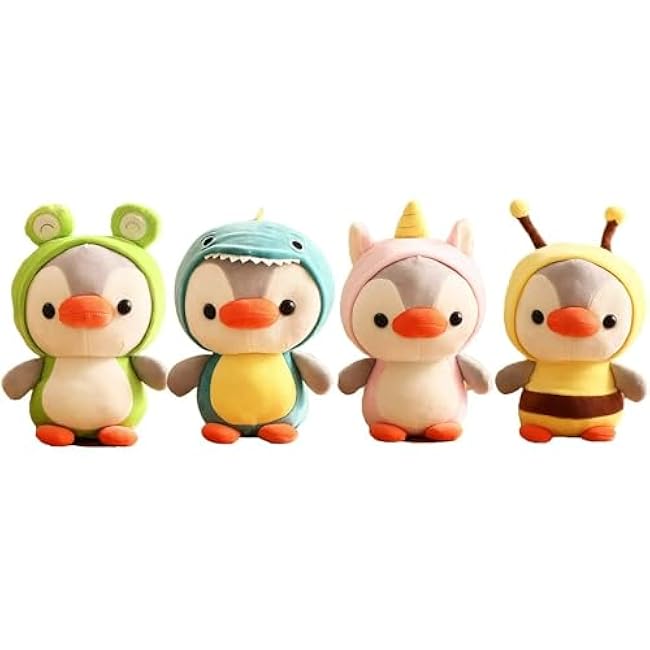 Cute Duck/Penguin Stuffed Animal in Costume Adorable Plushies Wearing Outfit Plush Toys Great for Kids and Lovers,Stuffed Penguin Animals 10 Inch (Frog)