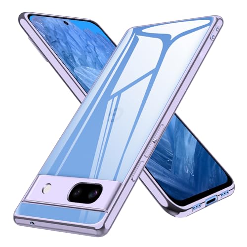 Google Pixel 8a ケース クリア ピクセル8a スマホケース 透明 ソフト tpu Pixel8a カバー 薄型 背面クリア 紫 ストラップホール付き 軽量 耐衝撃 ライトパープル