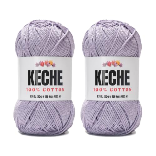 Image of Cotton Yarn - 100% Cotton Yarn for Crocheting and Knitting, Mercerized Cotton Amigurumi Yarn Fine-Sport 2 1.76 oz (50g) / 136 Yrds (125 m) 2 Skeins - Lavender