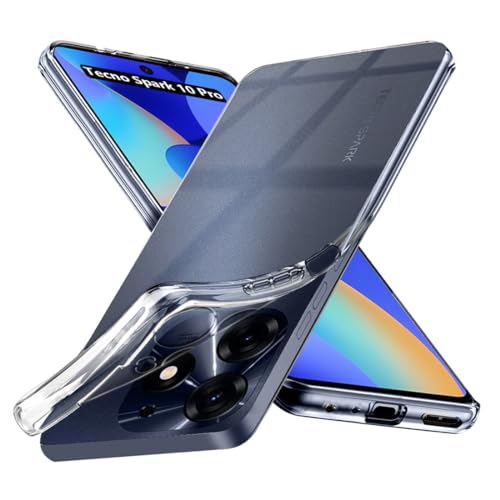 Image of Fashionury Crystal Clear Case for Tecno Spark 10 Pro | Yellowing Resistance | Transparent TPU Silicone | Raised Camera Lips | Slim Transparent Cover